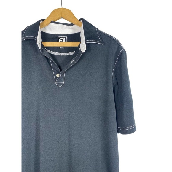 Footjoy Large Polo Shirt Black Textured Belmar Golf Club Norman Oklahoma Mens - Picture 3 of 8